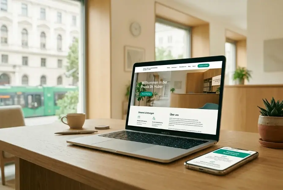 Praxis-Website auf Desktop und Smartphone