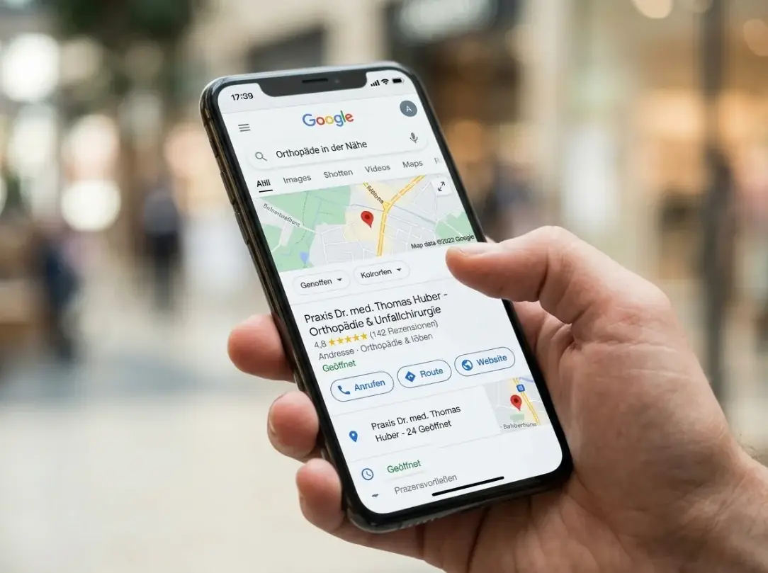 Google-Suchergebnis mit einer Praxis auf Platz 1
